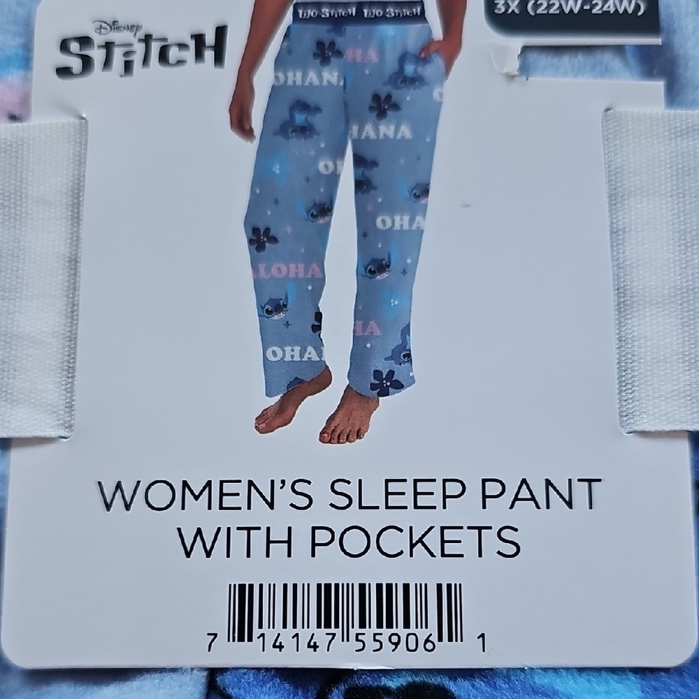 Disney Women's Plus Size Stitch Sleep Pants - Blue